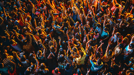 音乐演唱会挥舞着手的人群