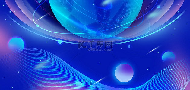 蓝色科技星球背景背景图片_蓝色科技星球宇宙背景