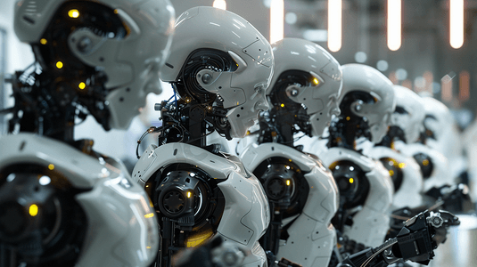 机器人智能机器人摄影照片_排列整齐的人工智能机器人