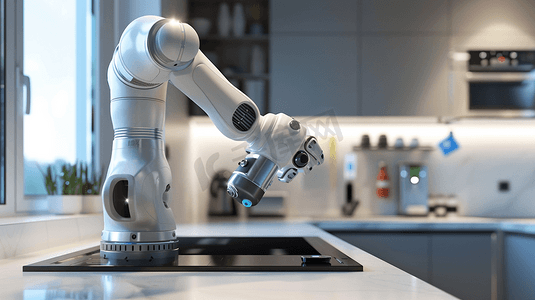 高科技厨房配备的人工智能家电机器人