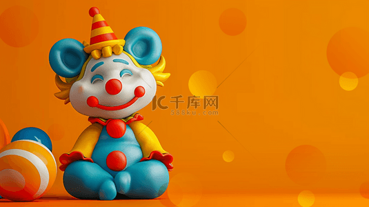 愚人节快乐可爱愚人节小丑橙色背景19
