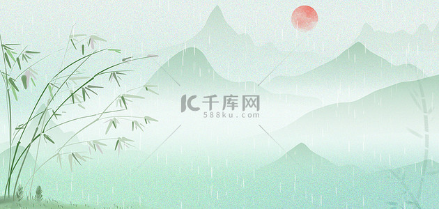 谷雨中国风背景图片_清明谷雨水墨山水中国风背景