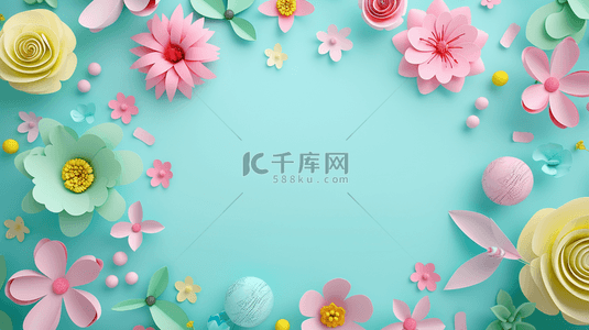 小清新背景背景图片_彩色春季花朵植物装饰背景