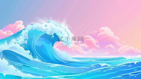 海浪手绘背景图片_手绘大海里海浪的背景