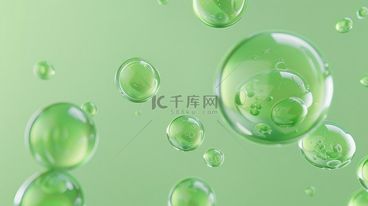 环保背景图片_绿色的泡泡在空中飘浮背景图片