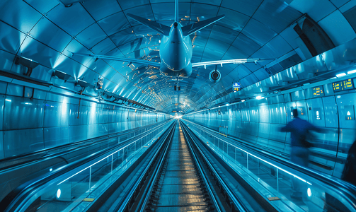 碧蓝航线摄影照片_城市地铁及飞机交通系统