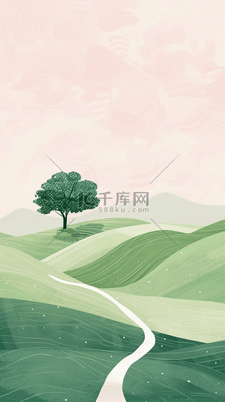 壁纸图片背景图片_文艺清新春天田野里的一棵树壁纸图片