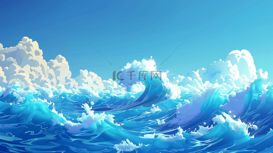 海浪手绘背景图片_手绘大海里海浪的背景