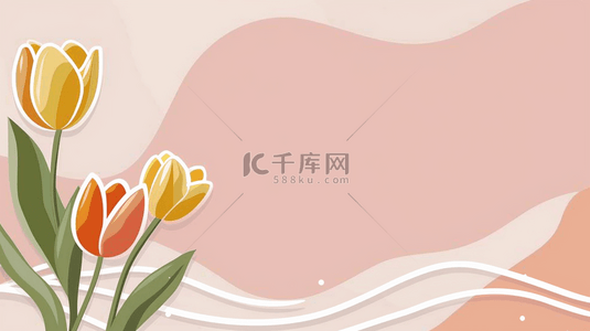 简约清新母亲节粉色郁金香花束背景