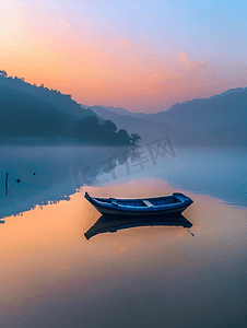 水墨天空摄影照片_千岛湖黎明风景