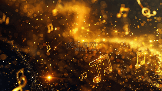 金色星光闪耀音乐图标的背景