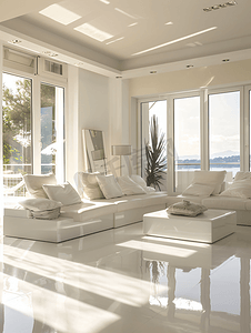 现代室内客厅装修风格主打米白色家具