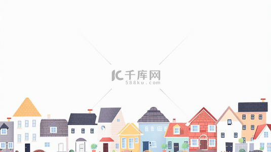 彩色几何背景图片_彩色房屋建筑乡村插画设计图