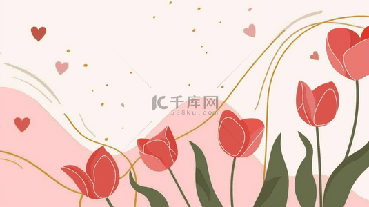 感恩背景图片_清新母亲节红粉色郁金香花束背景