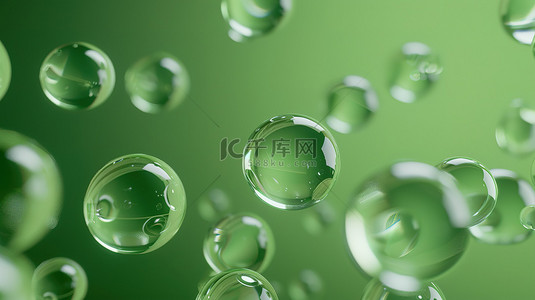 绿色的泡泡在空中飘浮背景素材