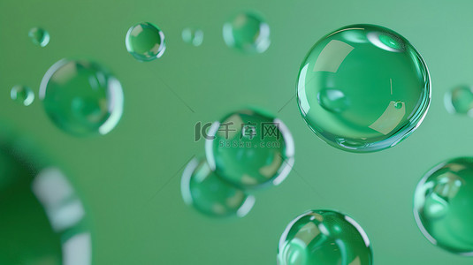 绿色的泡泡在空中飘浮设计