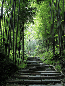 幽静的蜀南竹海竹林石板路