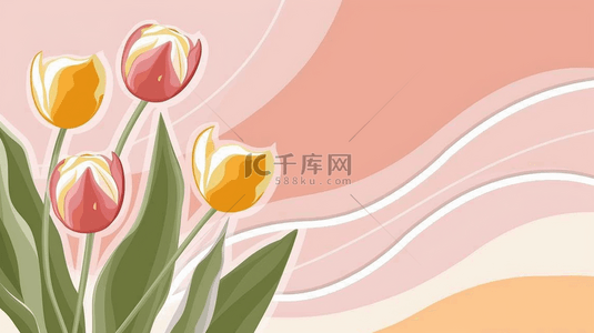 手绘花束背景图片_简约清新母亲节粉色郁金香花束背景