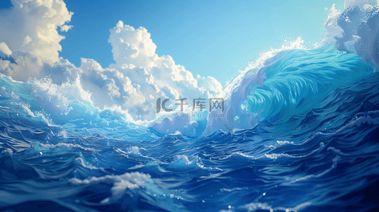 手绘大海里海浪的背景