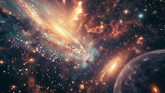 梦幻星球星空背景背景图片_深黑色星光闪耀渐变梦幻星球的背景