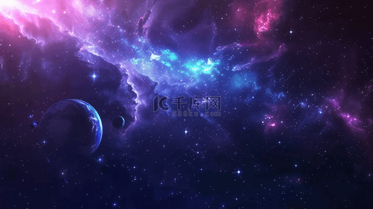 梦幻星球星空背景背景图片_深黑色星光闪耀渐变梦幻星球的背景