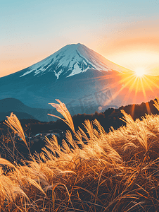 日本旅游摄影照片_日本富士山夕阳