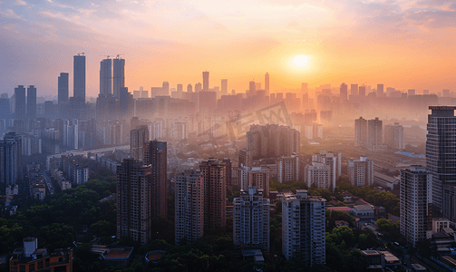 城市高楼黄昏摄影照片_广州城市分时摄影