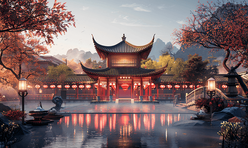 中国元素徽派建筑