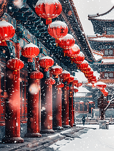 北京故宫红灯笼之雪