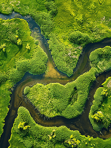 春季摄影照片_航拍湿地绿洲