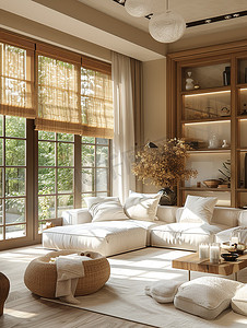 浅色和白色家具斑马百叶窗高清图片