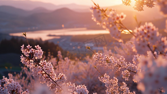 春天户外桃花风景的摄影高清摄影图