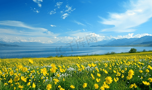 油菜花和青海湖