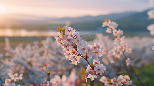 春天户外桃花风景的摄影图片