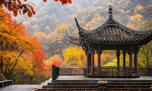 爱摄影照片_长沙岳麓山爱晚亭秋景