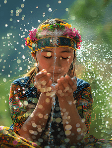傣族泼水节摄影照片_传统傣族节日泼水节庆祝
