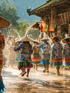 泼水节西双版纳传统傣族节日庆祝