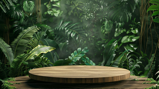 立体摄影照片_热带雨林木座立体描绘摄影照片