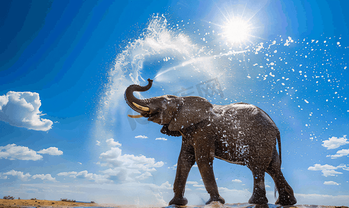 傣族泼水节摄影照片_泰国泼水节大象喷水