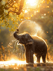 大象喷水泼水节节日