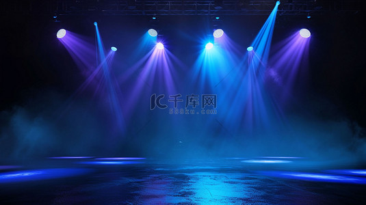 蓝色背景舞台背景图片_蓝色射灯舞台合成创意素材背景