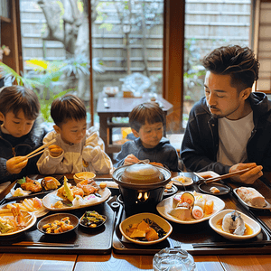一家人在东京吃日本菜