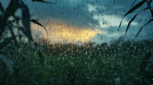 春天绿色雨季山河风景树叶景色的背景