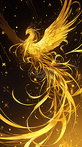 凤凰logo背景图片_华丽金色展翅飞翔的凤凰光影设计