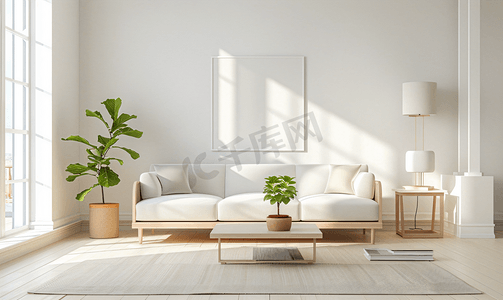 现代室内客厅装修风格主打米白色家具