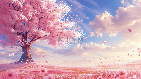 唯美粉色花朵背景背景图片_简约唯美树木梦幻风景的背景