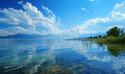 新疆赛里木湖蓝天湖泊美景