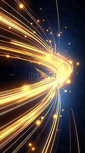 蓝色商务科技会议背景图片_蓝金科技流动光纤粒子光效背景16