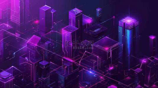 山背景图片_紫色空间质感方块方格商务的背景