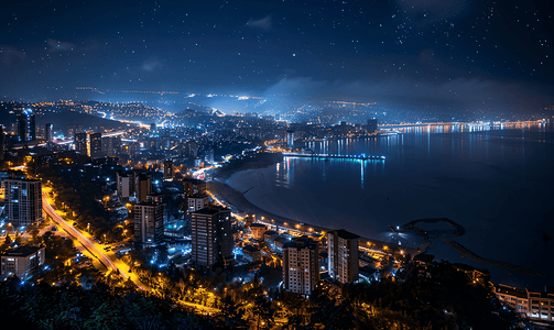 都市街道摄影照片_俯拍城市风光夜景